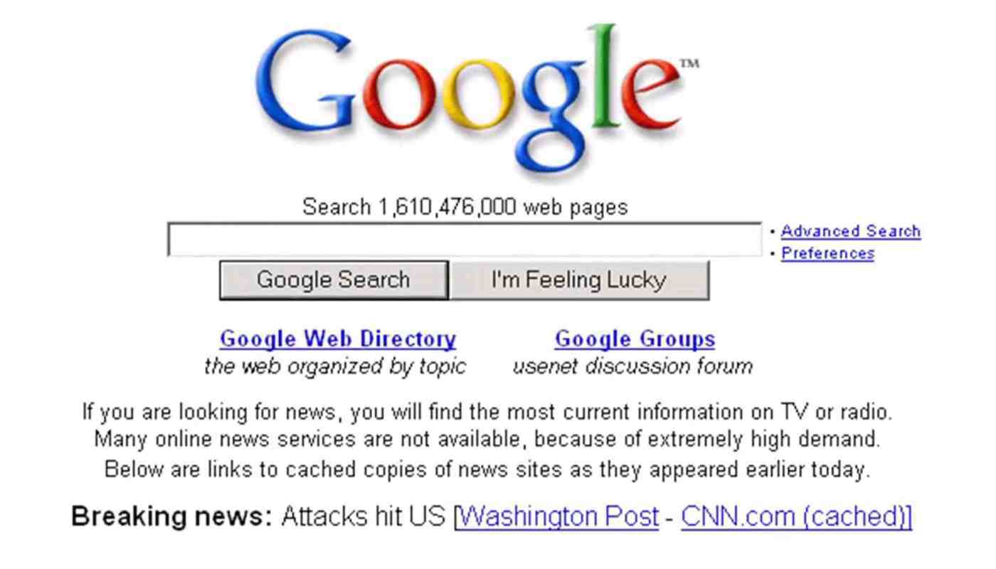 Google Search on 9/11 (2001)